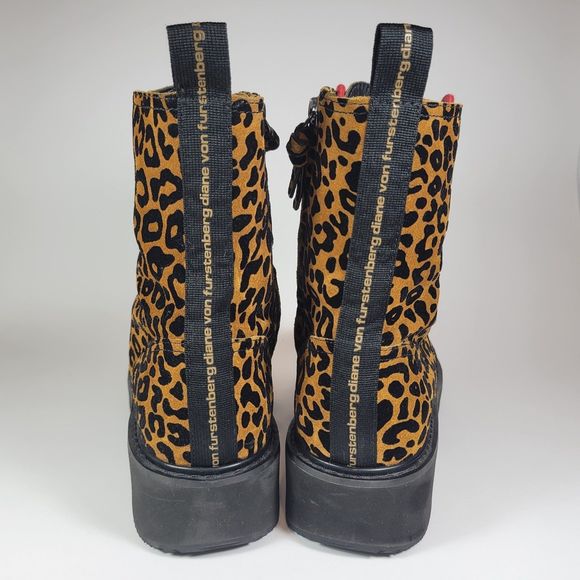 NWOT Diane Von Furstenberg Leopard Print Boots 8M - Picture 9 of 11